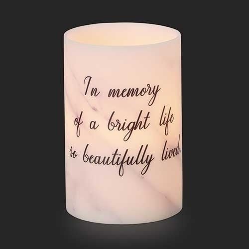 6"H LED Marble Candle with Verse Battery Operated - Treasured Accents