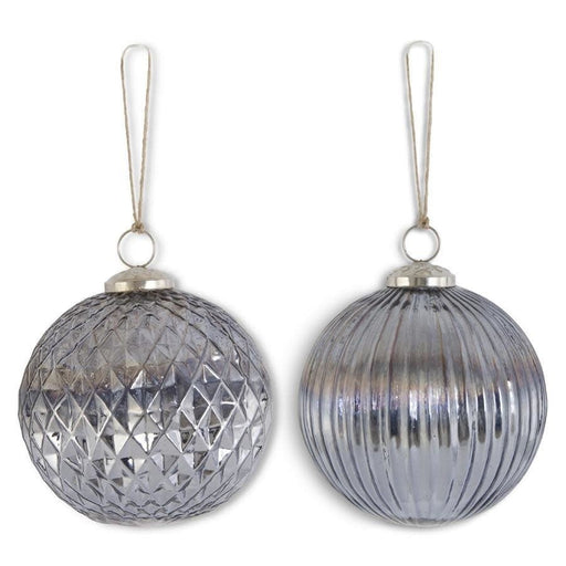 Assorted 5 Inch Blue Gray Mercury Glass Ornaments (2 Styles) - Treasured Accents