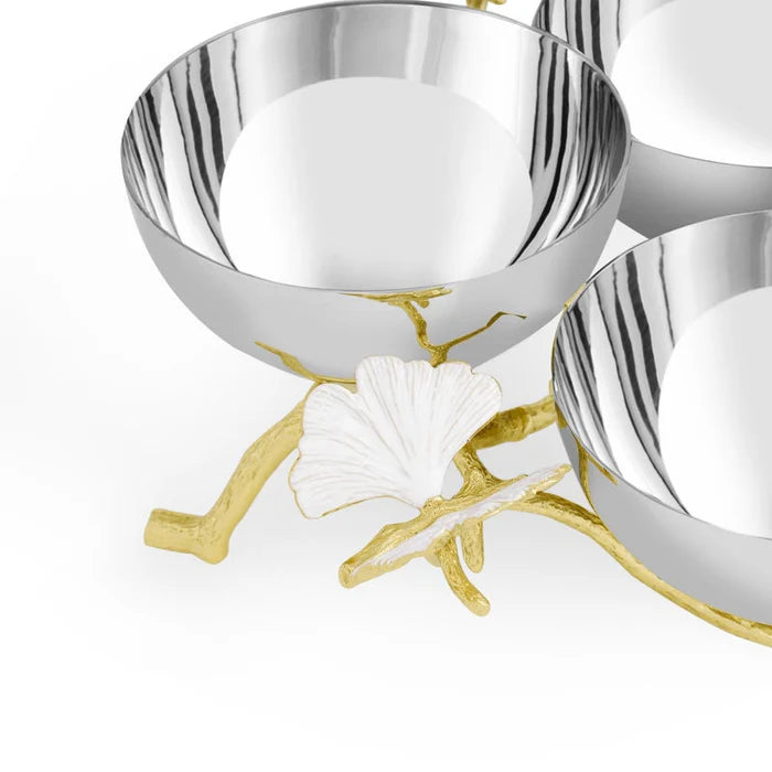Butterfly Gingko Gold Triple Bowl