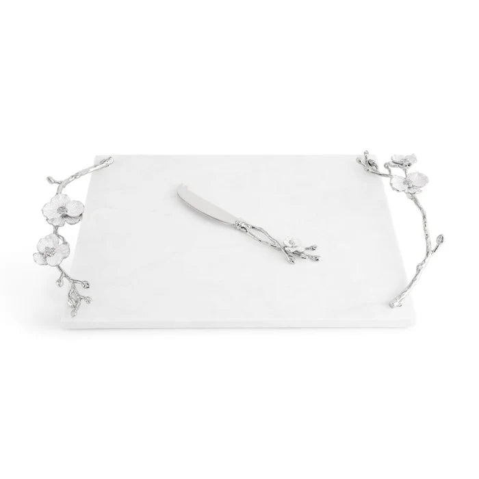 Silver Orchid Cheeseboard with Knife