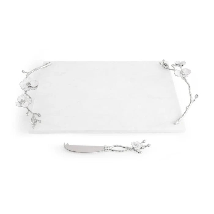 Silver Orchid Cheeseboard with Knife