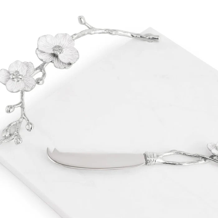 Silver Orchid Cheeseboard with Knife