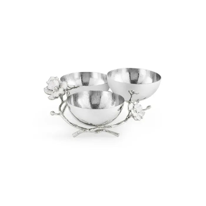 Michael Aram Serving Accessories Michael Aram Silver Orchid Triple Bowl
