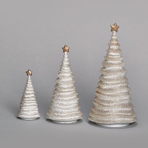 3 Piece Set Frosting Trees with Gold Glitter & Star - Treasured Accents