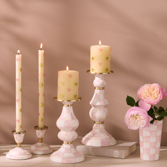 Pink Hearts 4" Pillar Candle
