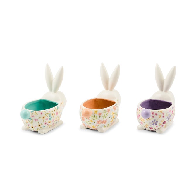 Posie Patch Ceramic Rabbit Candy Dishes, Set of 3