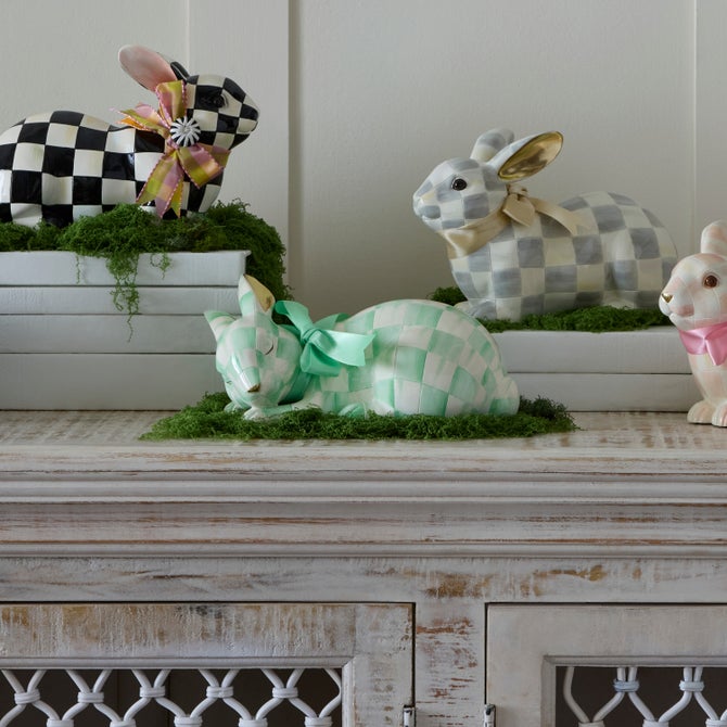 Mint Check Fluffy Bunny