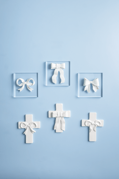 Large Bow Ceramic Cross