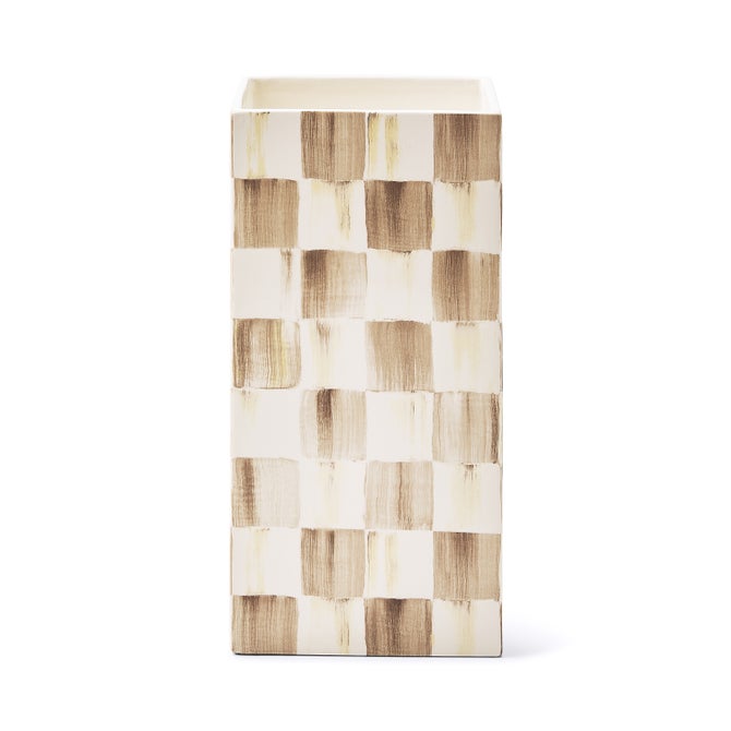 Mocha Check Pillar Vase