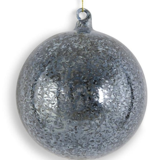 4.5 Inch Dark Blue Mercury Glass Round Ornament - Treasured Accents