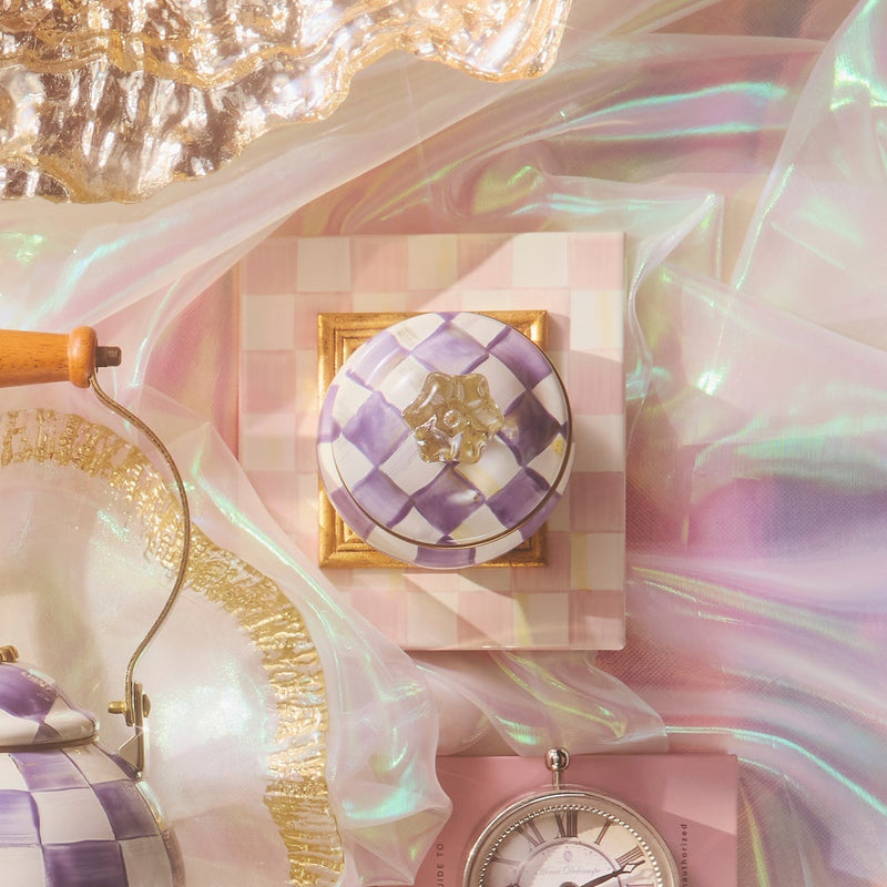 Mackenzie-Childs Violet Check Lidded Sugar Bowl