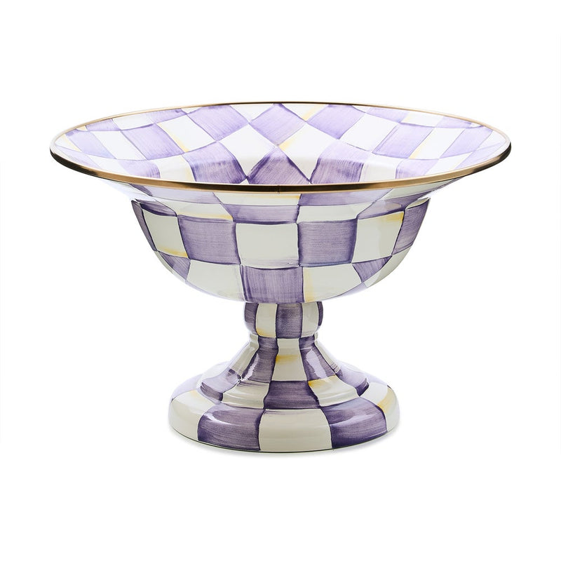 Mackenzie-Childs Violet Check Large Compote