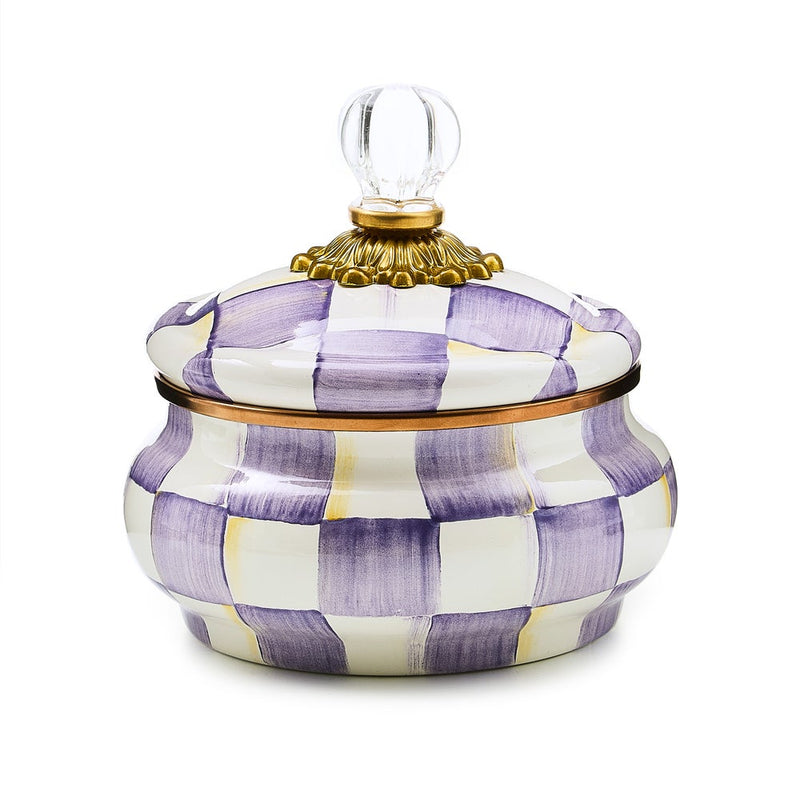 Mackenzie-Childs Violet Check Squashed Pot