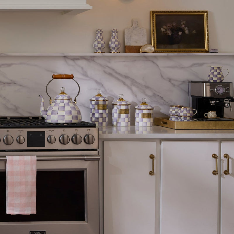 Mackenzie-Childs Violet Check Small Canister