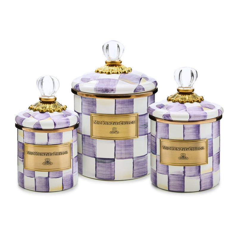 Mackenzie-Childs Violet Check Small Canister