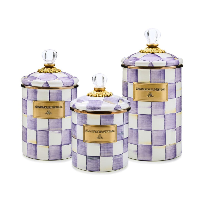 Mackenzie-Childs Violet Check Small Canister