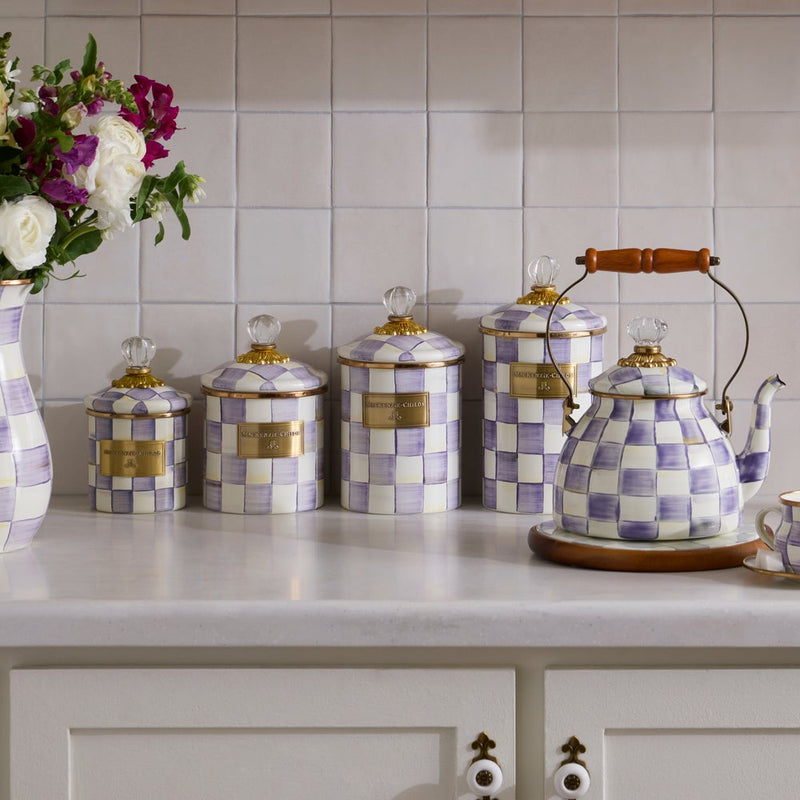 Mackenzie-Childs Violet Check Medium Canister