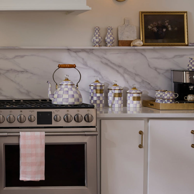 Mackenzie-Childs Violet Check Large Canister