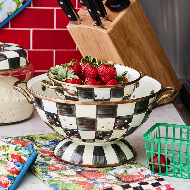 Courtly Check Enamel Colander - Large