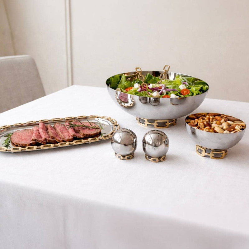 Kinor Decor Luxe Linked Stainless Steel Oval Serving Platter