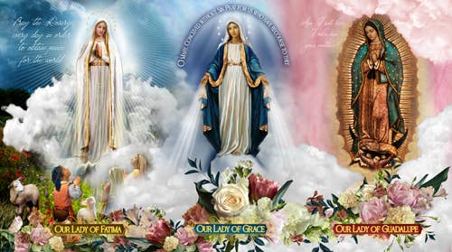 Three Visions of Our Lady Prayer Candle 4 by 7 inch
