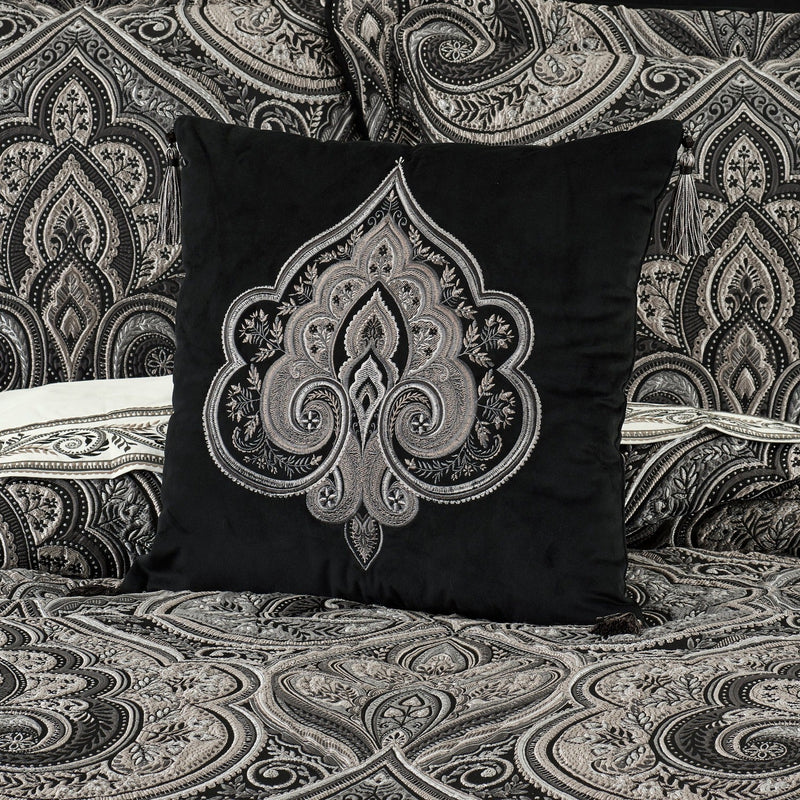 Davinci 18" Square Embellished Decorative Throw Pillow