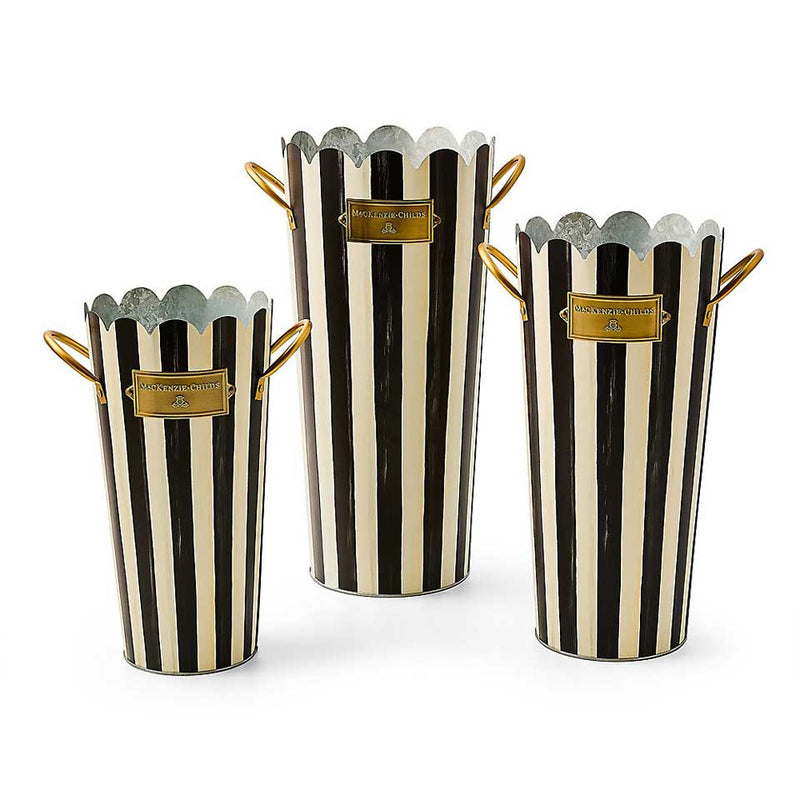 Courtly Stripe Flower Buckets, Set of 3
