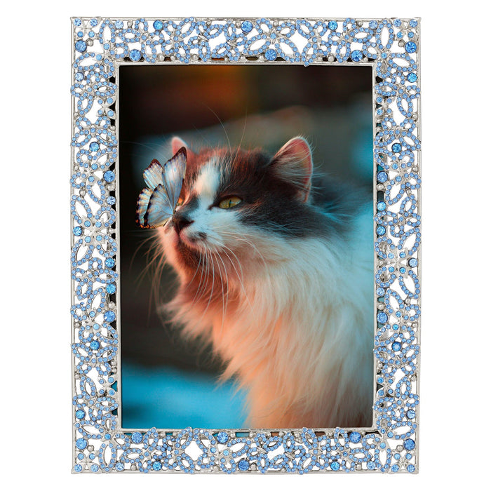 Silver Papillon with Lt Sapphire Crystals 5" x 7" Frame