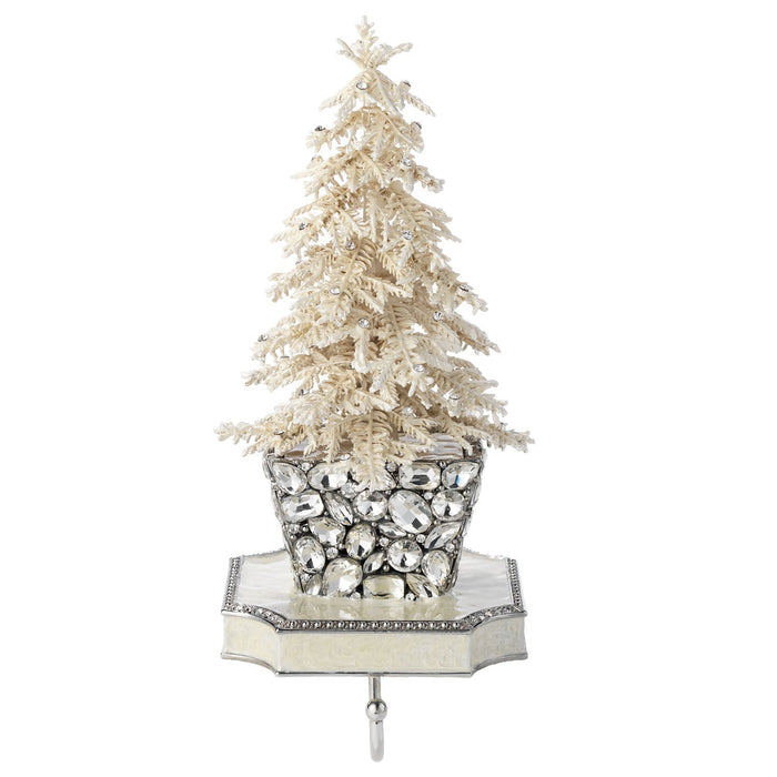 Flocked Crystal Tree Stocking Holder