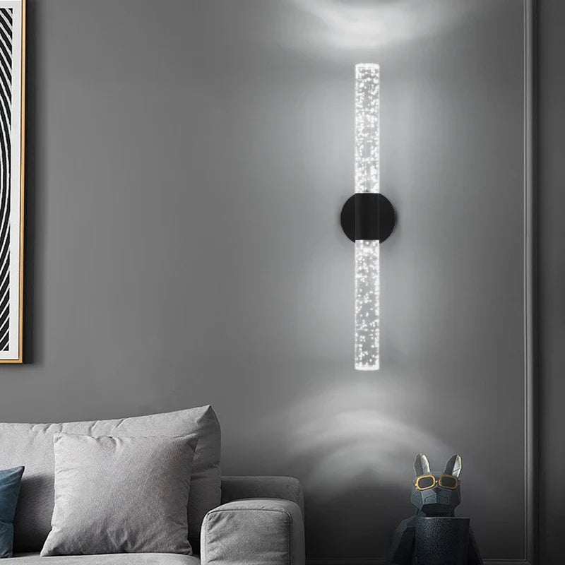 Nordic Crystal Rod LED Wall Lamp Bedroom Bedside Living Room AC85-265V Light