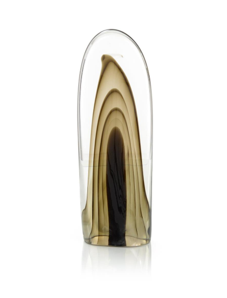 Rippled Brown Handblown Glass Sculpture II