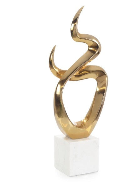 Flow State Sculpture on Marble II, Brass