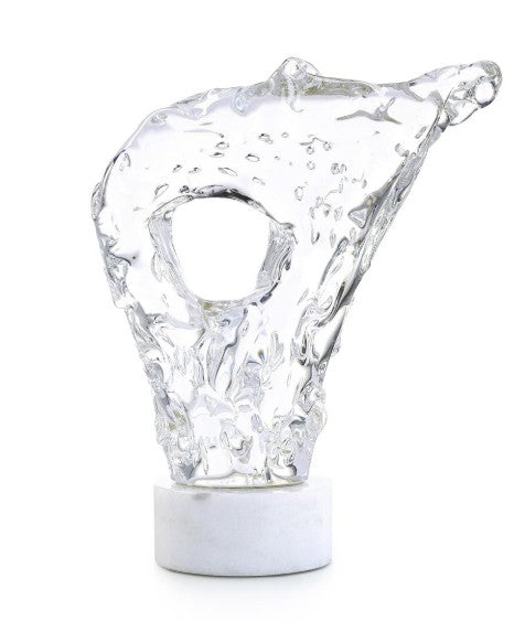 Glacial Wisp Sculpture on Marble Base, Large