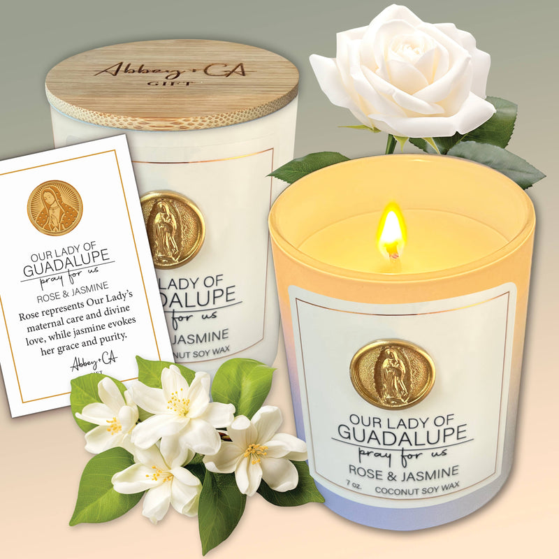 Abbey + CA Gift Saint Scentspirations Candles: Our Lady of Guadalupe - Rose & Jasmine