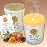 Abbey + CA Gift Saint Scentspirations Candles: Our Lady of the Miraculous Medal - Gardenia & Sandalwood