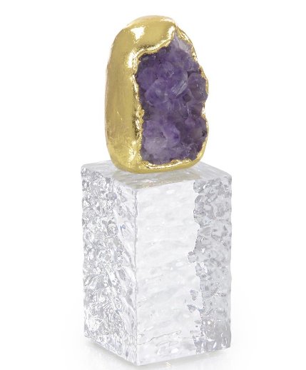 Amethyst Cluster and Gold-Leaf Sculpture I - Treasured Accents