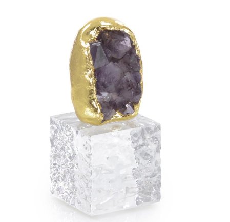 Amethyst Cluster and Gold-Leaf Sculpture II - Treasured Accents