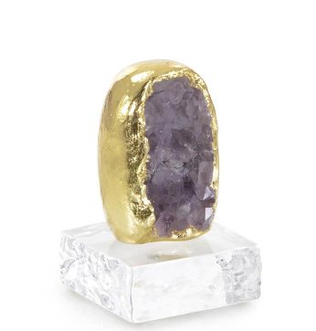 Amethyst Cluster and Gold-Leaf Sculpture III - Treasured Accents