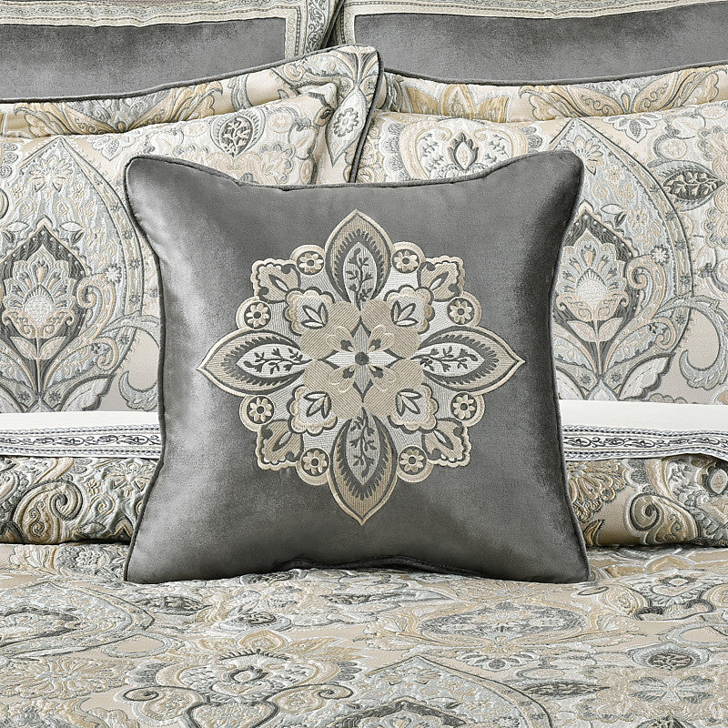 Annabelle 18" Square Embellished Decorative Throw Pillow