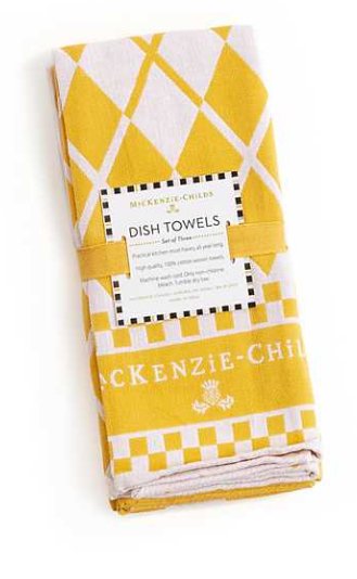 Argyle Dish Towels - Yellow - Set of 3 - FINAL SALE - Treasured Accents