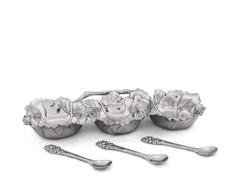 Arthur Court Bowls Grape 3-Bowl Condiment Server