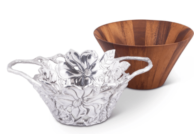 Arthur Court Bowls MAGNOLIA WOOD TALL SALAD BOWL