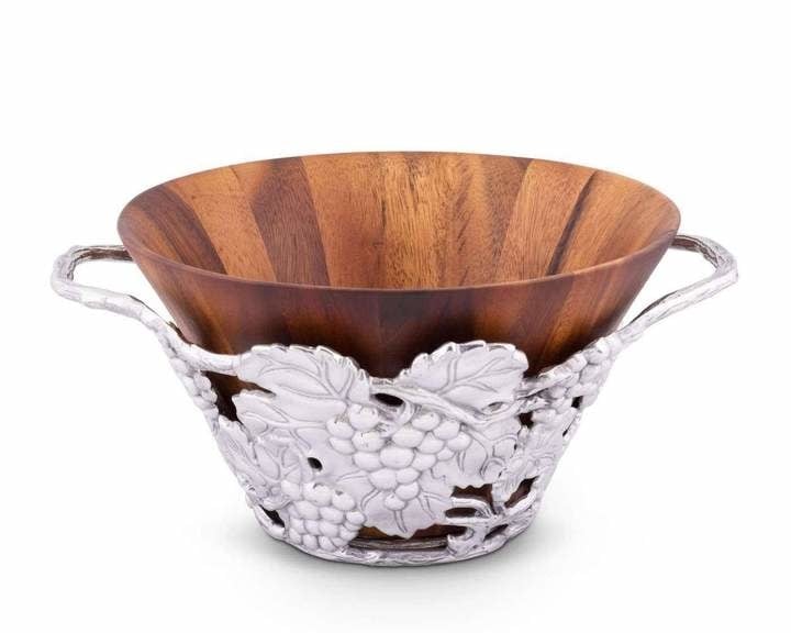 Arthur Court Bowls Wood Tall Salad Bowl - Grape