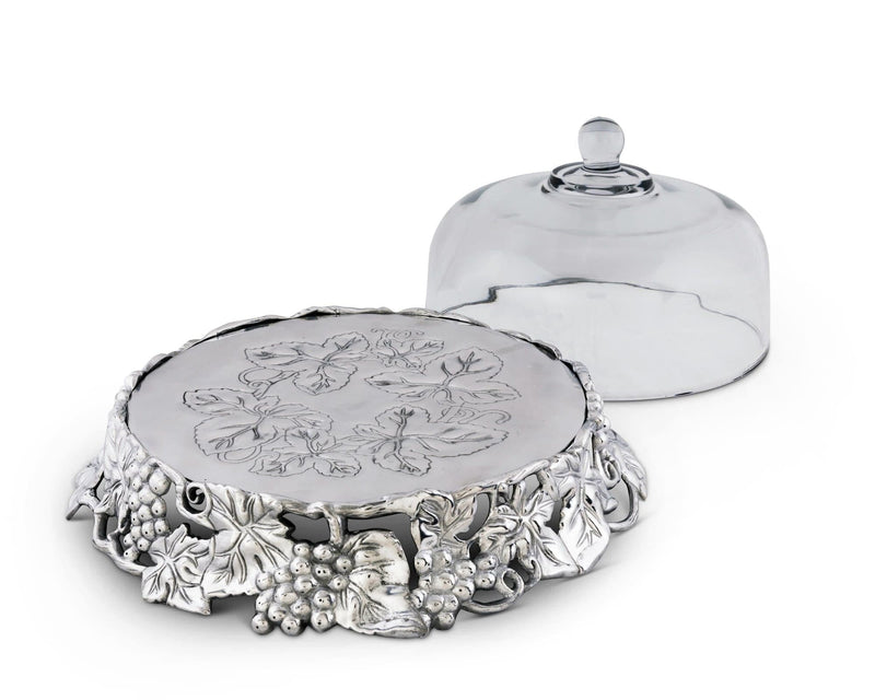 Arthur Court Grape Cake Stand Glass Dome