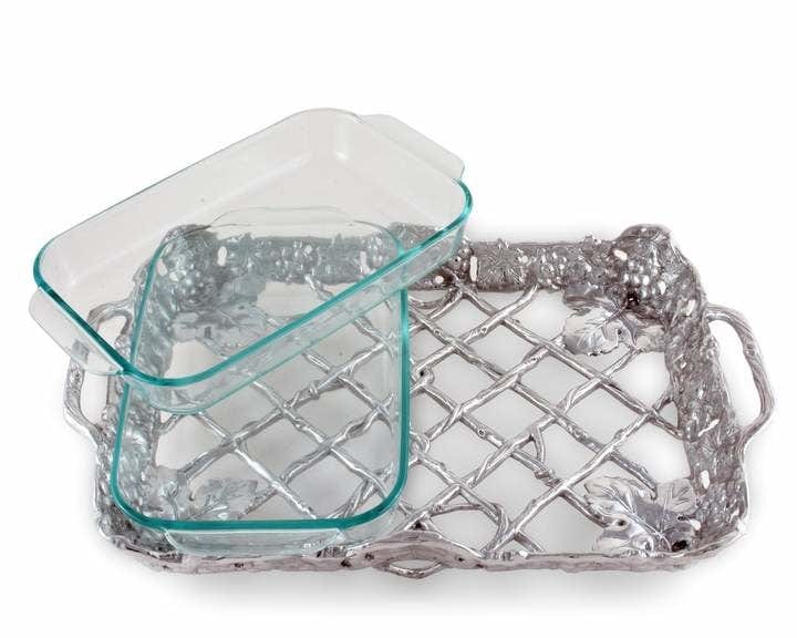 Arthur Court Grape Double Pyrex  Holder 2QT