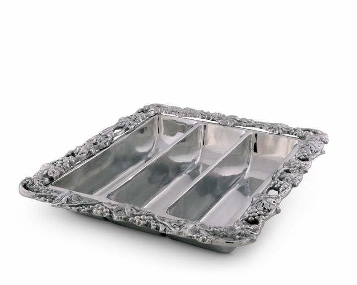 Arthur Court Grape Flatware Caddy/Div Platter