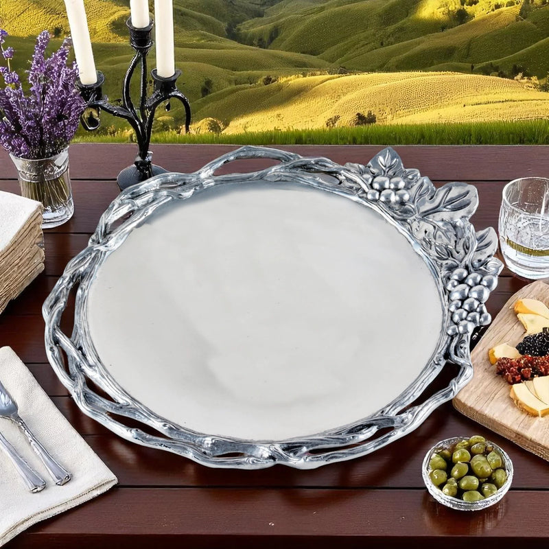 Grape Open Vine Large Round Tray