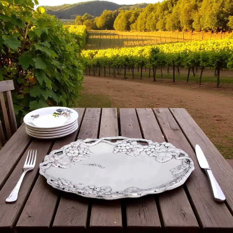 Arthur Court Serving Platter Grape 15" Round Tray