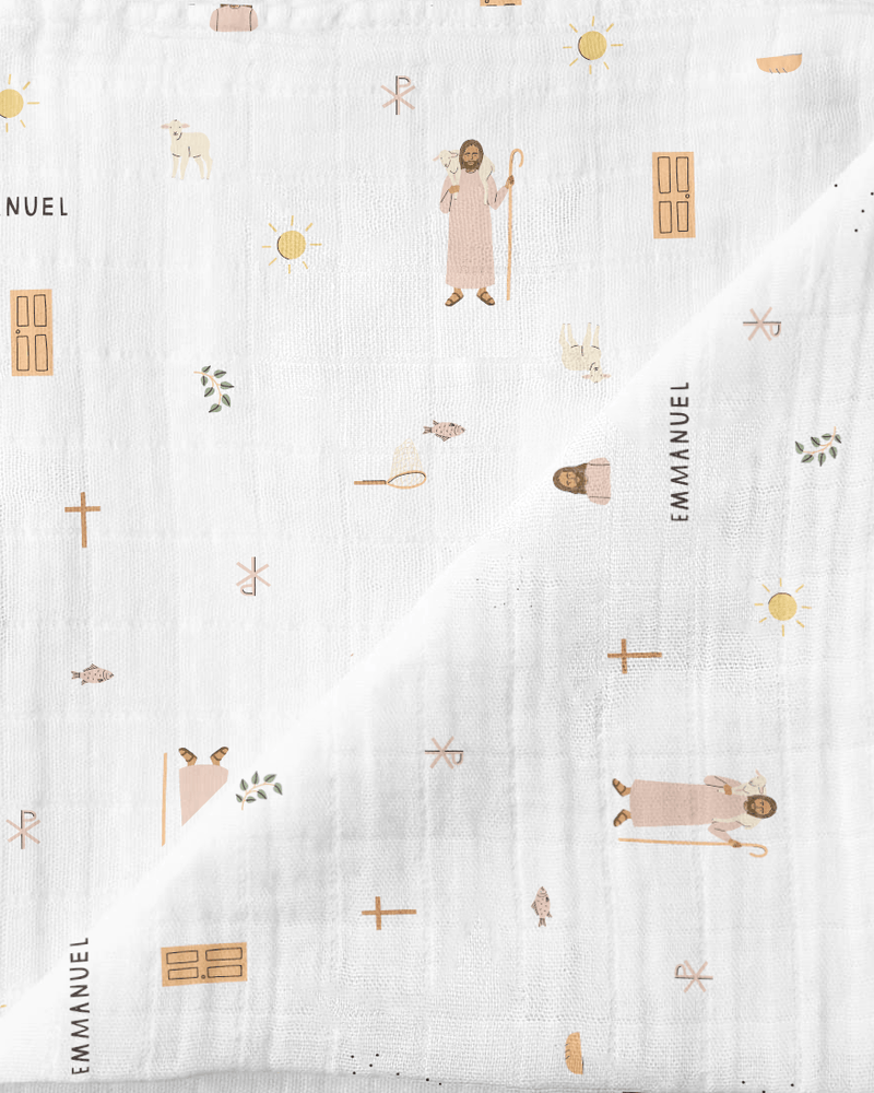 Be A Heart Baby Jesus Muslin Swaddle Baby Blanket