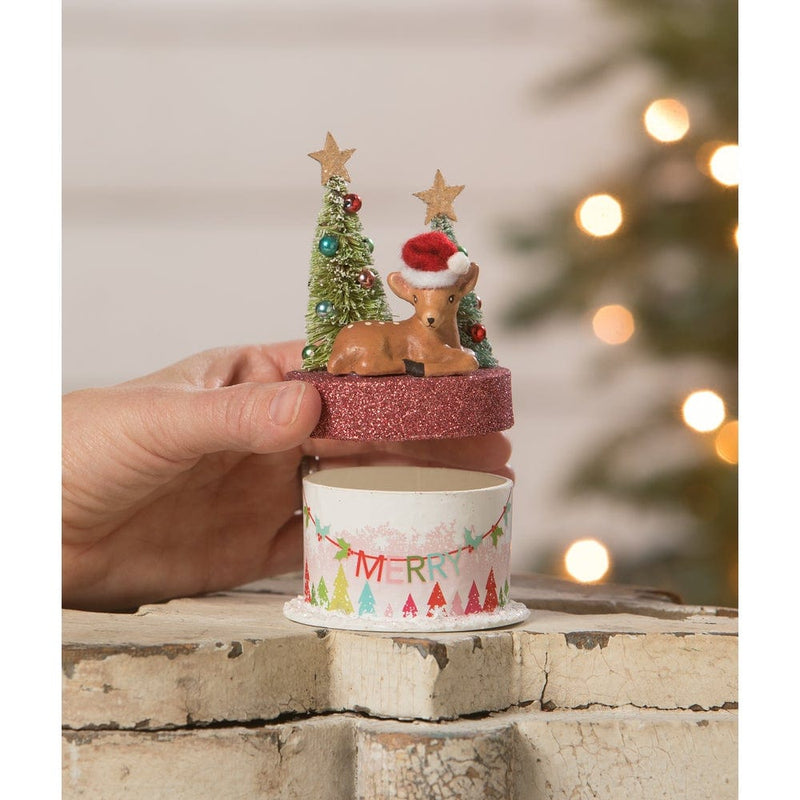Bethany Lowe Bethany Lowe / Johanna Parker Christmas Merry Brights Deer on Box by Bethany Lowe Designs